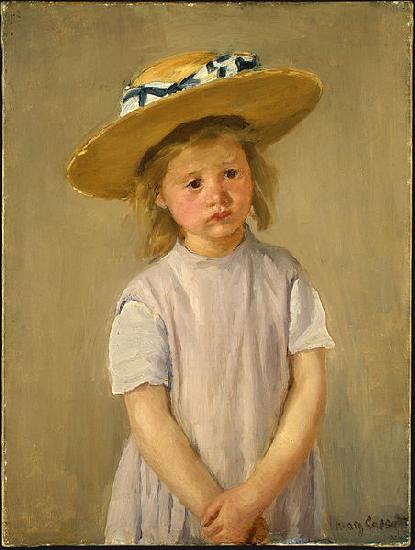 Mary Cassatt Child in a Straw Hat oil painting image